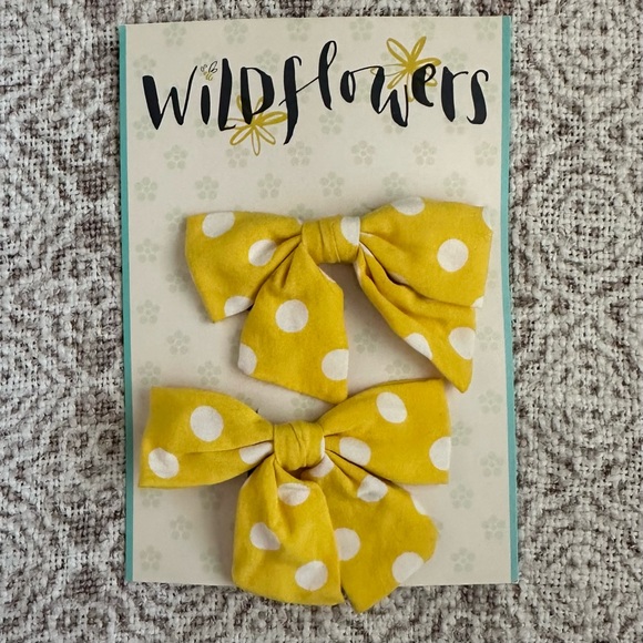 Wildflowers Yellow Polka Dot Hair Bows - Picture 3 of 4